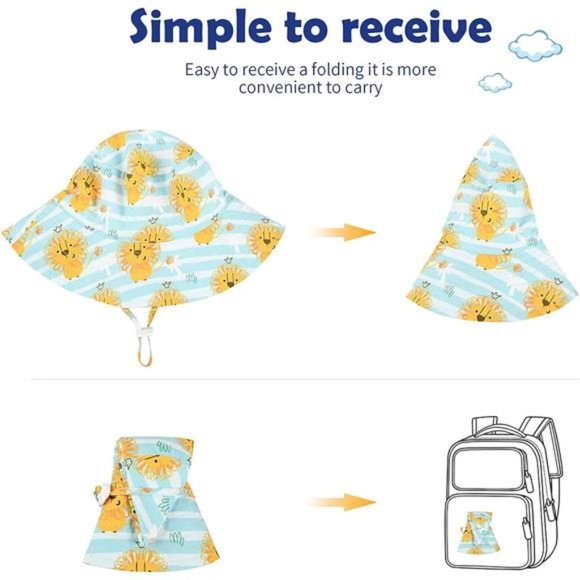 Sun Hat UPF 50+ Sun Protective Toddler Bucket Hat 07 White Crab - Picture 7 of 7